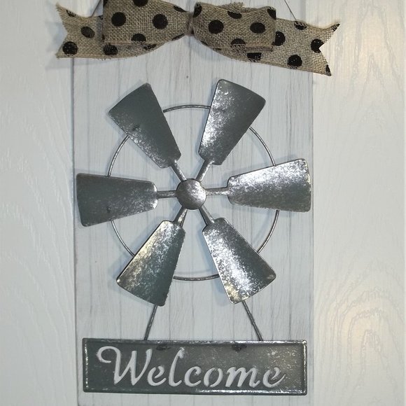 NEW Farmhouse Welcome Burlap Black dots sign - Picture 1 of 2